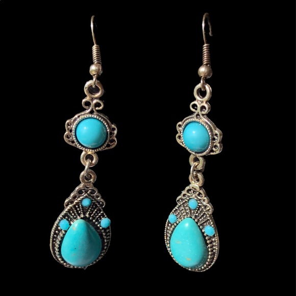 Artisan Turquoise Dangle Earrings - Picture 1 of 6